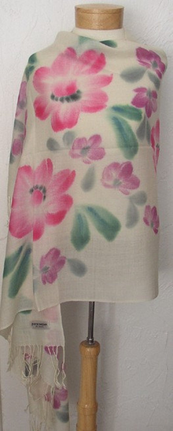Multi Design Handmalerei Rosa Blume Pashmina Wrap Schal Wolle Handgemacht Multi Design Handmalerei Rosa Blume Pashmina Wrap Schal Wolle Handgemacht von jingjingdesign