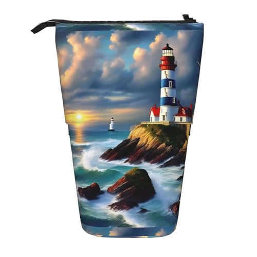 Multifunktionales Federmäppchen mit Leuchtturm-Diamantmalerei, Aufbewahrungstasche, Make-up-Tasche, geeignet für Büro und den täglichen Gebrauch, Schwarz , Einheitsgröße, Münztasche von jingong