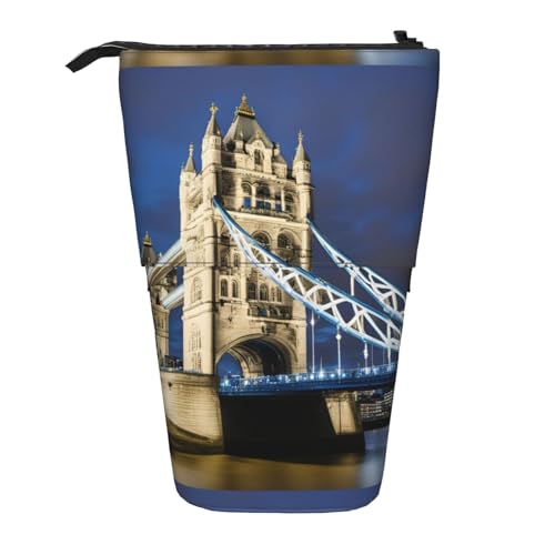 Tower Bridge in London Multifunktionales Federmäppchen, Aufbewahrungstasche, Make-up-Tasche, geeignet für Büro und den täglichen Gebrauch, Schwarz , Einheitsgröße, Münztasche von jingong