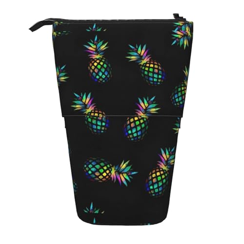 jingong Ananas (2) Multifunktionales Federmäppchen, Aufbewahrungstasche, Make-up-Tasche, geeignet für Büro und den täglichen Gebrauch, Schwarz , Einheitsgröße, Münztasche von jingong