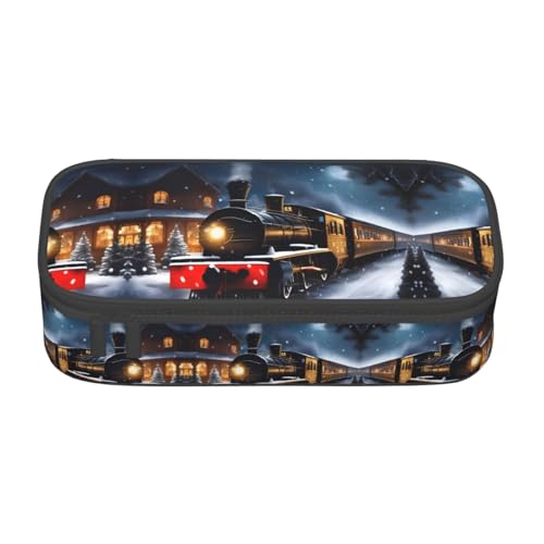 jingong Aufbewahrungstasche für den Winter, Weihnachten, Schnee, Nacht, Eisenbahn, Zug, große Kapazität, geeignet für Reisen, Bürobedarf, Make-up und Schreibtisch-Organisation von jingong