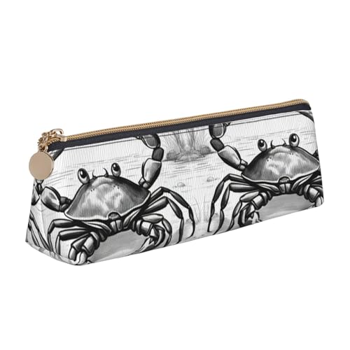jingong Cartoon Crab 1 Dreieck-Ledertasche mit geräumigem Innenraum, Reißverschluss für Schreibwerkzeuge, Büro, weiß, Einheitsgröße, Kosmetiktasche von jingong