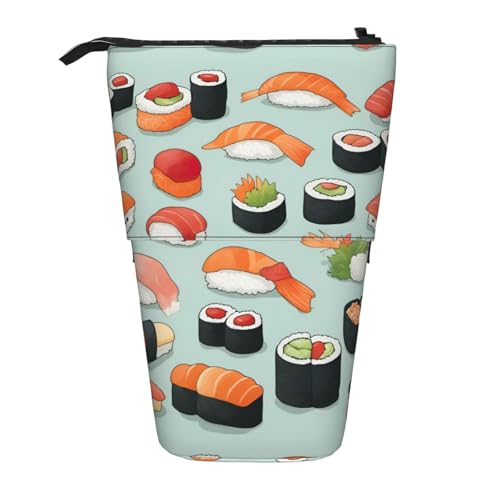 jingong Delicious Sushi Multifunktionales Federmäppchen, Aufbewahrungstasche, Make-up-Tasche, geeignet für Büro und den täglichen Gebrauch, Schwarz , Einheitsgröße, Münztasche von jingong