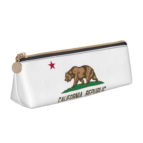 jingong Dreieckige Ledertasche mit kalifornischer Flagge und geräumigem Innenraum, Reißverschluss für Schreibwerkzeuge, Büro, weiß, Einheitsgröße, Kosmetiktasche von jingong