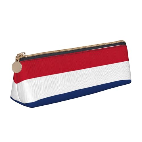 jingong Dreieckige Ledertasche mit niederländischer Flagge, geräumiger Innenraum, Reißverschluss für Schreibwerkzeuge, Büro, weiß, Einheitsgröße, Kosmetiktasche von jingong