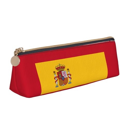 jingong Dreieckige Ledertasche mit spanischer Flagge, geräumiger Innenseite, Reißverschluss für Schreibwerkzeuge, Büro, weiß, Einheitsgröße, Kosmetiktasche von jingong
