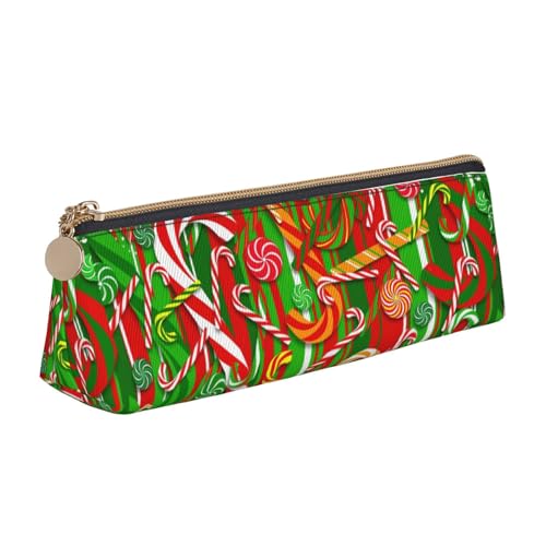 jingong Frohe Weihnachten.Dreieckige Ledertasche mit geräumigem Innenraum, Reißverschluss für Schreibwerkzeuge, Büro, weiß, Einheitsgröße, Kosmetiktasche von jingong