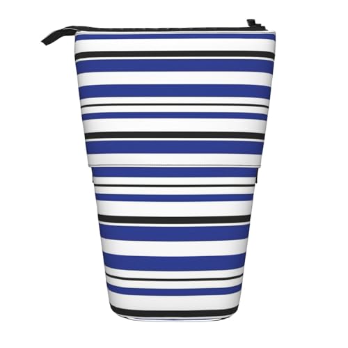 jingong Gestreiftes Multifunktionales Federmäppchen, Aufbewahrungstasche, Make-up-Tasche, geeignet für Büro und den täglichen Gebrauch, Schwarz , Einheitsgröße, Münztasche von jingong