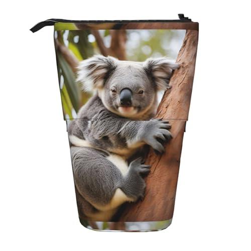 jingong Hugging Tree Koala 1 Multifunktionales Federmäppchen, Aufbewahrungstasche, Make-up-Tasche, geeignet für Büro und den täglichen Gebrauch, Schwarz , Einheitsgröße, Münztasche von jingong