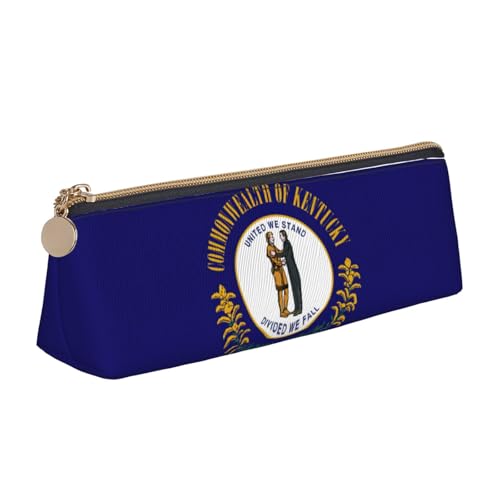 jingong Kentucky Triangel-Tasche mit Staatsflagge aus Leder mit geräumigem Innenraum, Reißverschluss für Schreibwerkzeuge, Büro, weiß, Einheitsgröße, Kosmetiktasche von jingong