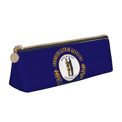 jingong Kentucky Triangel-Tasche mit Staatsflagge aus Leder mit geräumigem Innenraum, Reißverschluss für Schreibwerkzeuge, Büro, weiß, Einheitsgröße, Kosmetiktasche von jingong