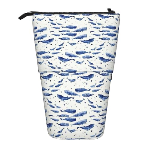 jingong Kleine blaue Wale schwimmende multifunktionale Federmäppchen, Aufbewahrungstasche, Make-up-Tasche, geeignet für Büro und den täglichen Gebrauch, Schwarz , Einheitsgröße, Münztasche von jingong