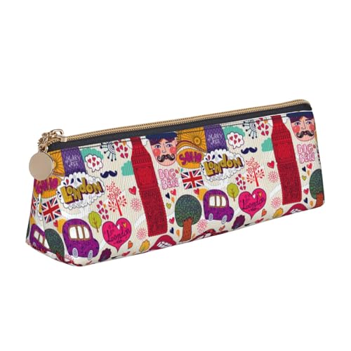 jingong Leder-Etui für Schulzeitung in englischer Dreiecksform, geräumiger Innenraum, Reißverschluss für Schreibwerkzeuge, Büro, weiß, Einheitsgröße, Kosmetiktasche von jingong