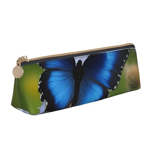 jingong Leder-Etui mit Schmetterlingsmotiv und geräumigem Innenraum, Reißverschluss, für Schreibwerkzeuge, Büro, weiß, Einheitsgröße, Kosmetiktasche von jingong