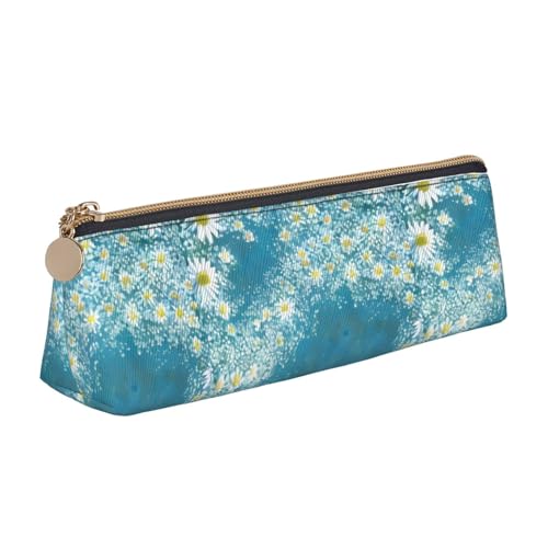 jingong Leder-Etui mit geräumigem Innenraum, Reißverschluss, für Schreibwerkzeuge, Büro, Weiß / Blau, weiß, Einheitsgröße, Kosmetiktasche von jingong