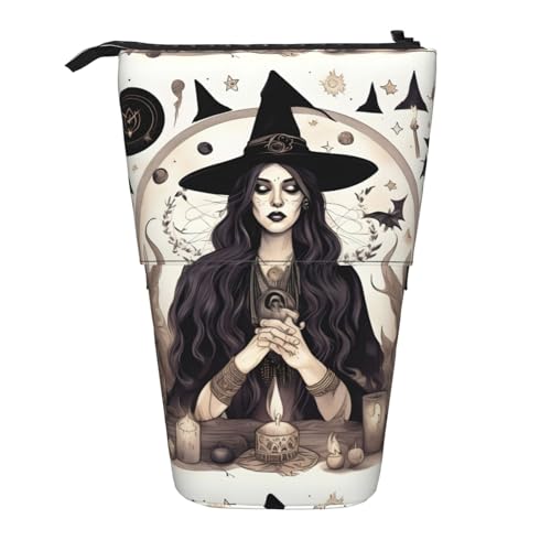 jingong Magic Witch Witchcraft Bohemian Drawing Multi Functional Pencil Case, Storage Bag, Makeup Bag, Suitable for Office and Daily Carry, Schwarz , Einheitsgröße, Münztasche von jingong