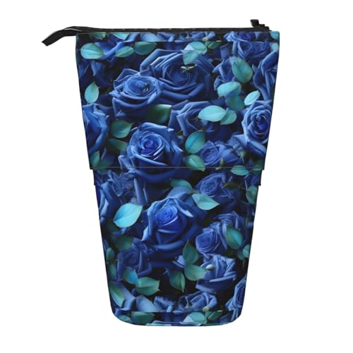 jingong Many Blue Roses Multifunktionales Federmäppchen, Aufbewahrungstasche, Make-up-Tasche, geeignet für Büro und den täglichen Gebrauch, Schwarz , Einheitsgröße, Münztasche von jingong