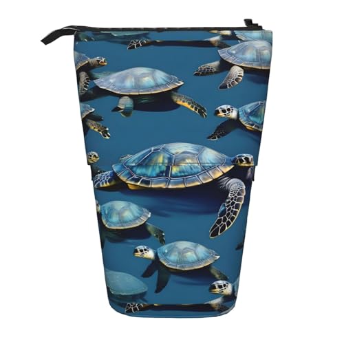 jingong Many Sea Turtle-Blue Multifunktionales Federmäppchen, Aufbewahrungstasche, Make-up-Tasche, geeignet für Büro und den täglichen Gebrauch, Schwarz , Einheitsgröße, Münztasche von jingong