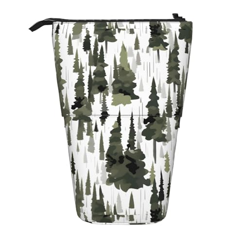 jingong Multifunktionales Federmäppchen, Aufbewahrungstasche, Make-up-Tasche, geeignet für Büro und den täglichen Gebrauch, Motiv: weiße Bäume, Camouflage-Muster, Schwarz , Einheitsgröße, Münztasche von jingong