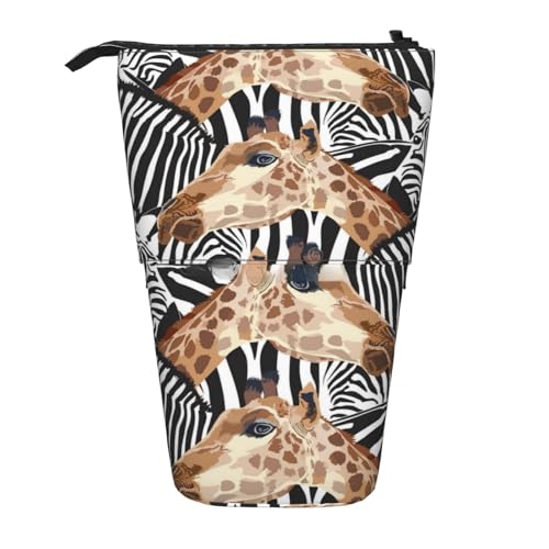 jingong Multifunktionales Federmäppchen, Zebra- und Giraffenmotiv, Aufbewahrungstasche, Make-up-Tasche, geeignet für Büro und den täglichen Gebrauch, Schwarz , Einheitsgröße, Münztasche von jingong