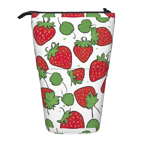 jingong Multifunktionales Federmäppchen mit Erdbeermuster, Aufbewahrungstasche, Make-up-Tasche, geeignet für Büro und den täglichen Gebrauch, Schwarz , Einheitsgröße, Münztasche von jingong