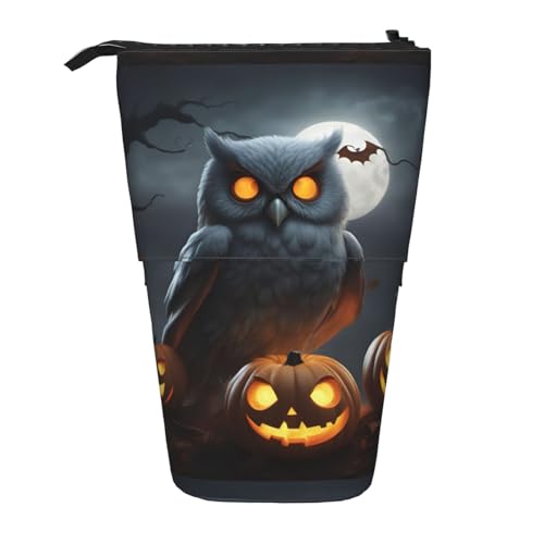 jingong Multifunktionales Federmäppchen mit Halloween-Eule, Geist, Kürbis, Aufbewahrungstasche, Make-up-Tasche, geeignet für Büro und den täglichen Gebrauch, Schwarz , Einheitsgröße, Münztasche von jingong