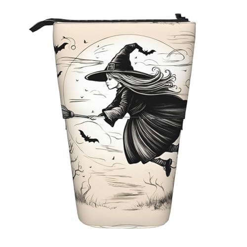 jingong Multifunktionales Federmäppchen mit Halloween-Hexe, Aufbewahrungstasche, Make-up-Tasche, geeignet für Büro und den täglichen Gebrauch, Schwarz , Einheitsgröße, Münztasche von jingong