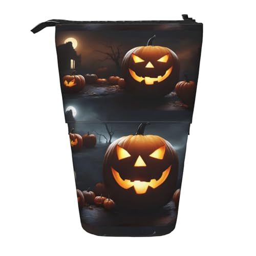 jingong Multifunktionales Federmäppchen mit Halloween-Kürbis-Design, Aufbewahrungstasche, Make-up-Tasche, geeignet für Büro und den täglichen Gebrauch, Schwarz , Einheitsgröße, Münztasche von jingong