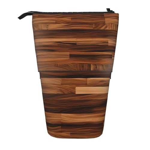 jingong Multifunktionales Federmäppchen mit Holzmaserung, Aufbewahrungstasche, Make-up-Tasche, geeignet für Büro und den täglichen Gebrauch, Schwarz , Einheitsgröße, Münztasche von jingong