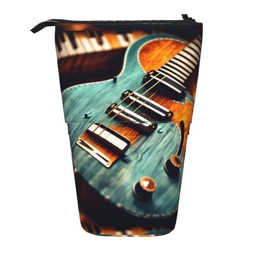 jingong Multifunktionales Federmäppchen mit Musikgitarre, Aufbewahrungstasche, Make-up-Tasche, geeignet für Büro und den täglichen Gebrauch, Schwarz , Einheitsgröße, Münztasche von jingong