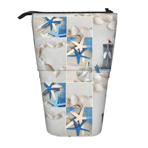 jingong Multifunktionales Federmäppchen mit Seestern und Leuchtturm, Aufbewahrungstasche, Make-up-Tasche, geeignet für Büro und den täglichen Gebrauch, Schwarz , Einheitsgröße, Münztasche von jingong