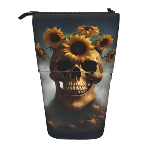 jingong Multifunktionales Federmäppchen mit Sonnenblumen-Motiv, Aufbewahrungstasche, Make-up-Tasche, geeignet für Büro und den täglichen Gebrauch, Schwarz , Einheitsgröße, Münztasche von jingong