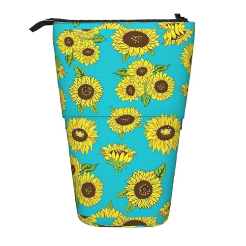 jingong Multifunktionales Federmäppchen mit Sonnenblumenmuster, Aufbewahrungstasche, Make-up-Tasche, geeignet für Büro und den täglichen Gebrauch, Schwarz , Einheitsgröße, Münztasche von jingong
