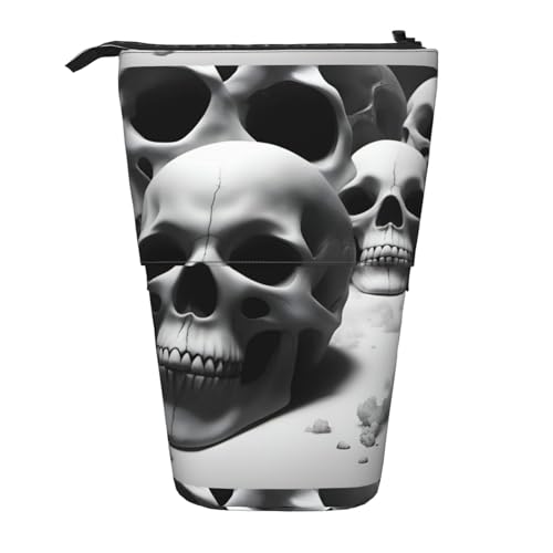 jingong Multifunktionales Federmäppchen mit Totenköpfen, Aufbewahrungstasche, Make-up-Tasche, geeignet für Büro und den täglichen Gebrauch, Schwarz , Einheitsgröße, Münztasche von jingong