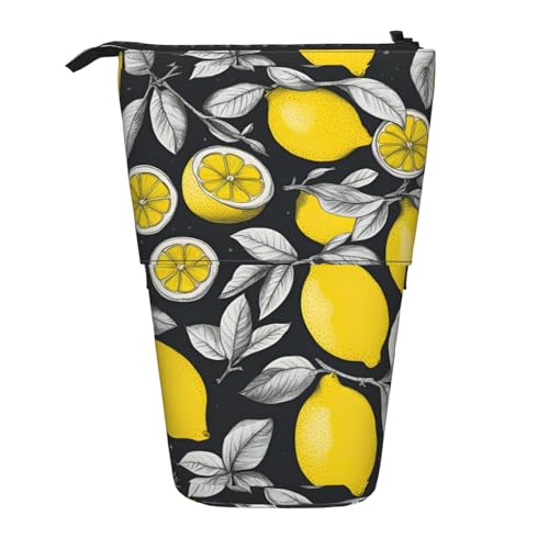 jingong Multifunktionales Federmäppchen mit Zitronenfrucht-Muster, Aufbewahrungstasche, Make-up-Tasche, geeignet für Büro und den täglichen Gebrauch, Schwarz , Einheitsgröße, Münztasche von jingong