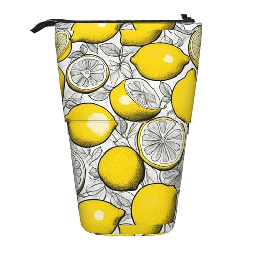 jingong Multifunktionales Federmäppchen mit Zitronenfrucht-Muster, Aufbewahrungstasche, Make-up-Tasche, geeignet für Büro und den täglichen Gebrauch, Schwarz , Einheitsgröße, Münztasche von jingong