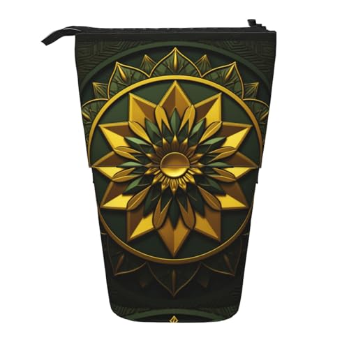 jingong Multifunktionales Federmäppchen mit geometrischem Blumenmuster, Aufbewahrungstasche, Make-up-Tasche, geeignet für Büro und den täglichen Gebrauch, Schwarz , Einheitsgröße, Münztasche von jingong