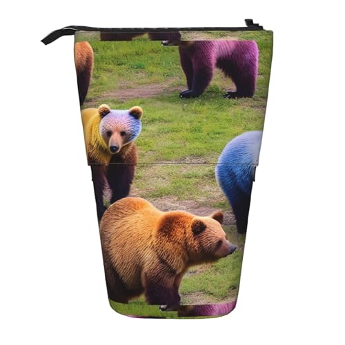 jingong Multifunktionales Federmäppchen mit vielen bunten Bären, Aufbewahrungstasche, Make-up-Tasche, geeignet für Büro und den täglichen Gebrauch, Schwarz , Einheitsgröße, Münztasche von jingong