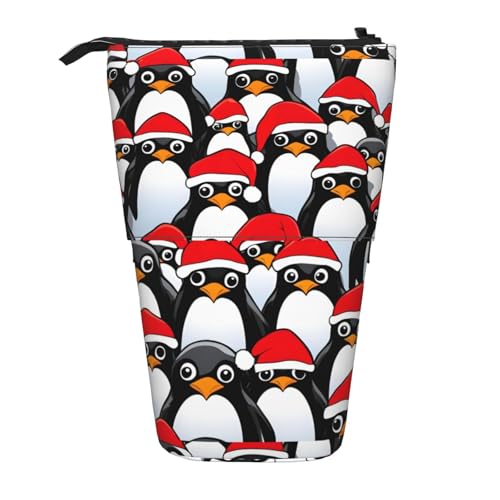 jingong Multifunktionales Federmäppchen mit weihnachtlichen Pinguinen, Aufbewahrungstasche, Make-up-Tasche, geeignet für Büro und den täglichen Gebrauch, Schwarz , Einheitsgröße, Münztasche von jingong