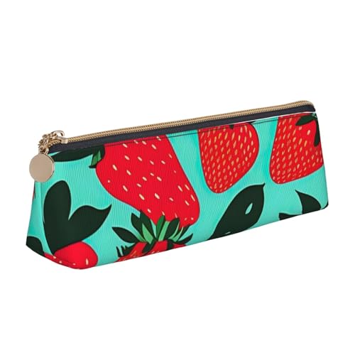 jingong Niedliche Erdbeer-Tasche aus Leder mit geräumigem Innenraum, Reißverschluss für Schreibwerkzeuge, Büro, weiß, Einheitsgröße, Kosmetiktasche von jingong