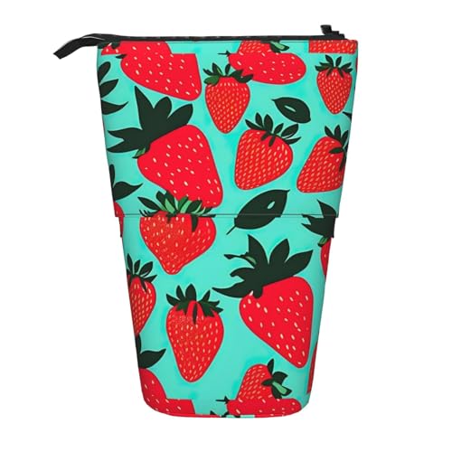jingong Niedliches Federmäppchen, Erdbeere, multifunktional, Aufbewahrungstasche, Make-up-Tasche, geeignet für Büro und den täglichen Gebrauch, Schwarz , Einheitsgröße, Münztasche von jingong