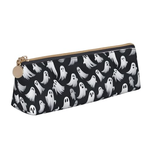 jingong Niedliches weißes Geister-Halloween-Muster, 1 Dreieck-Ledertasche mit geräumigem Innenraum, Reißverschluss für Schreibwerkzeuge, Büro, weiß, Einheitsgröße, Kosmetiktasche jingong Niedliches weißes Geister-Halloween-Muster, 1 Dreieck-Ledertasche mit geräumigem Innenraum, Reißverschluss für Schreibwerkzeuge, Büro, weiß, Einheitsgröße, Kosmetiktasche von jingong