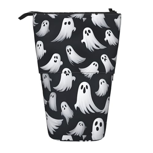 jingong Niedliches weißes Geister-Halloween-Muster, 1 multifunktionales Federmäppchen, Aufbewahrungstasche, Make-up-Tasche, geeignet für Büro und den täglichen Gebrauch, Schwarz , Einheitsgröße, von jingong