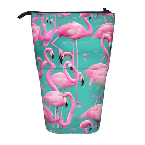 jingong Schönes rotes Flamingo-Federmäppchen, Aufbewahrungstasche, Make-up-Tasche, geeignet für Büro und den täglichen Gebrauch, Schwarz , Einheitsgröße, Münztasche von jingong