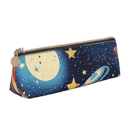 jingong Starry Sky Universe Space Triangle Ledertasche mit geräumigem Innenraum, Reißverschluss für Schreibwerkzeuge, Büro, weiß, Einheitsgröße, Kosmetiktasche von jingong