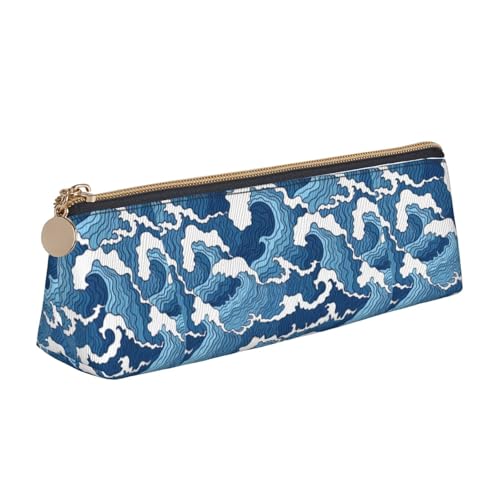 jingong Stormy Sea Triangle Ledertasche mit geräumigem Innenraum, Reißverschluss für Schreibgeräte, Büro, weiß, Einheitsgröße, Kosmetiktasche von jingong