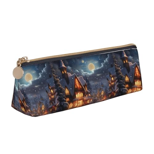 jingong Weihnachts-Dreieck-Ledertasche mit geräumigem Innenraum, Reißverschluss für Schreibwerkzeuge, Büro, weiß, Einheitsgröße, Kosmetiktasche von jingong