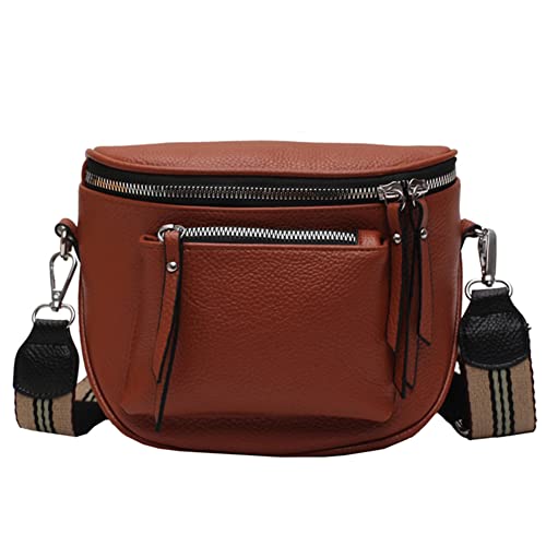 jingyuKJ Bauchtasche Damen Stylisch, Handtasche Damen Umhängetasche, Crossbody Bag Damen Breiter, Ledertasche mit Reißverschluss und Abnehmbar Schultergurt, Schultertasche Klein Arbeit Reisen, von jingyuKJ