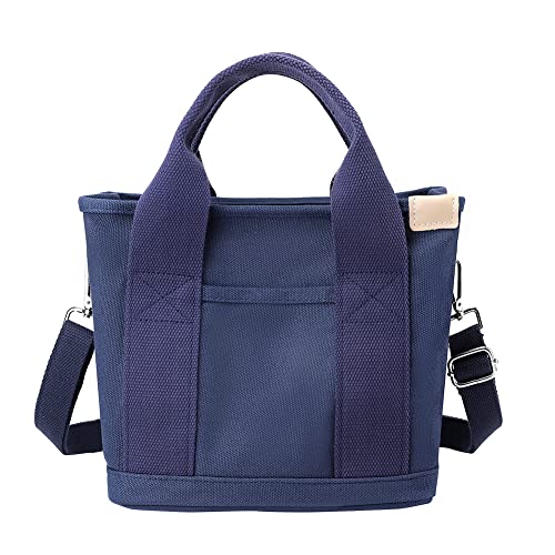 Canvas Tote Bags for Women Crossbody Bags with Zipper Handbag Tote Purse Tote Shopping Bag Shoulder Bag for School Shopping Work Travel, B01-blau von jingyuKJ