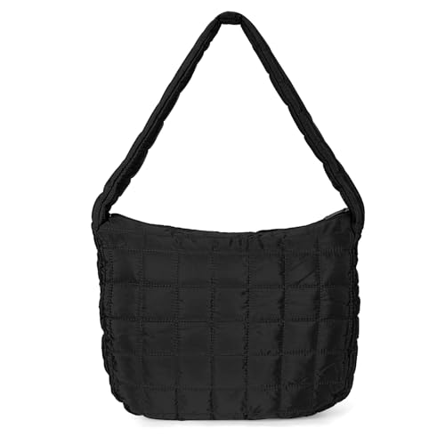 Gesteppte Tragetasche für Frauen, große Kapazität, PufferCrossbodyTasche, gepolsterte Tragetaschen, leicht, gepolsterte Handtaschen mit Reißverschluss, Baumwolle, gepolsterte Handtaschen, A01 – von jingyuKJ